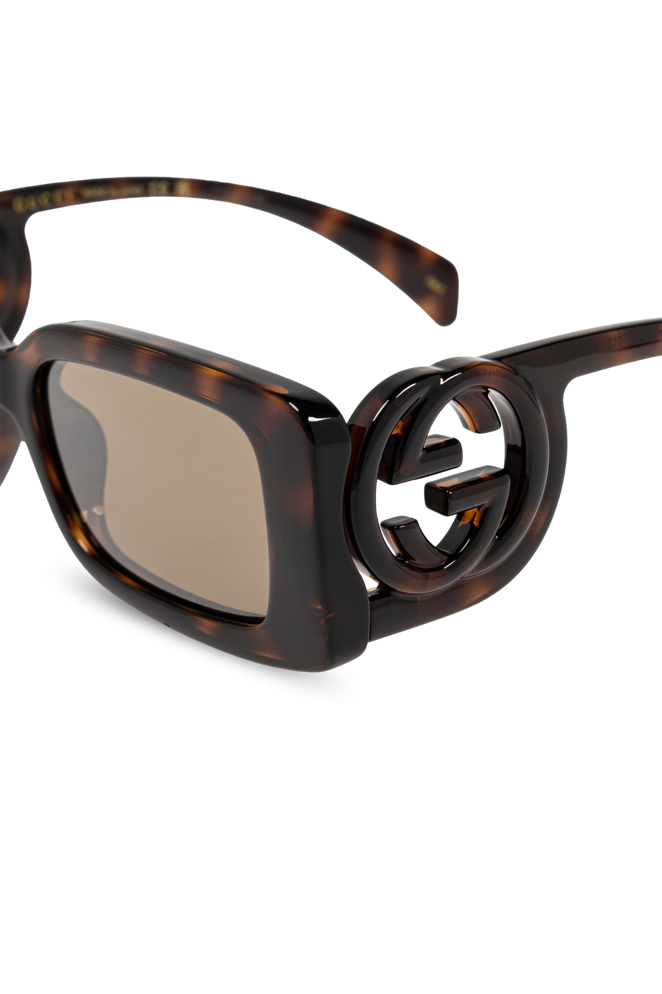 小物 GUCCI Sunglasses Brown Clear Frame Logo Gucci: Brown Rectangular Frame Sunglasses | SSENSE